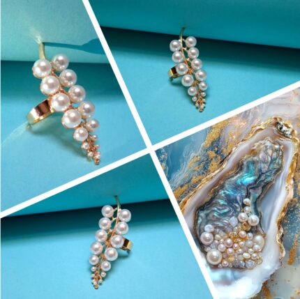 Leaf Pearl Style Ring – 14K Gold Plated Nature-Inspired Design