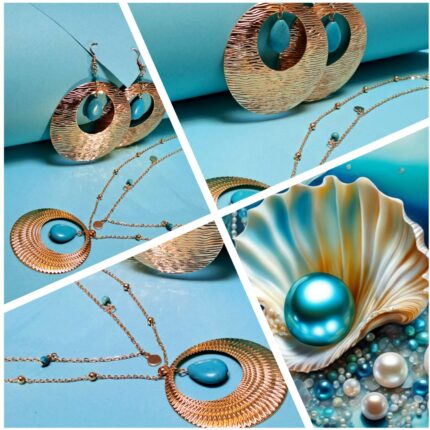 Bohemian Style Jewelry Set – 3PC Turquoise Necklace & Earrings Set