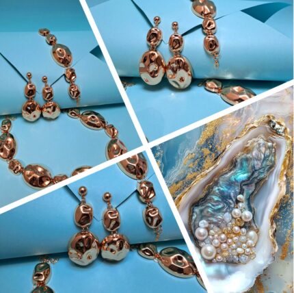 Irregular Glossy Pleat Oval Jewelry Set – 4PC 18K Gold Plated Set