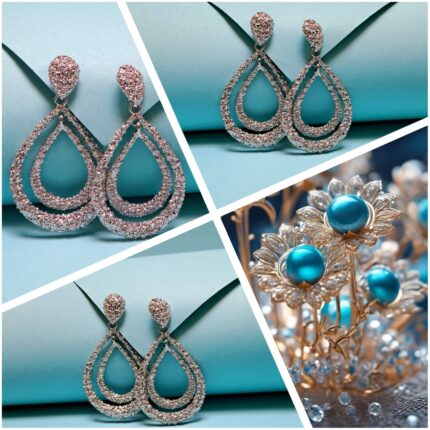 Teardrop Embossed Silver Earrings | Silver-Plated Alloy